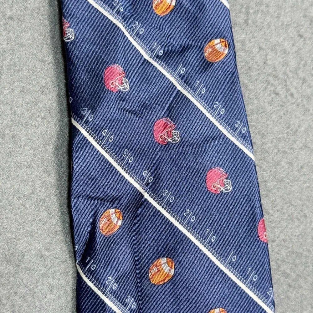 Lord Taylor Boys Navy Blue Silk Football Helmet and Ball Necktie